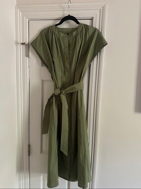 Deluc Olive Midi Shirt Dress with Tie Waist